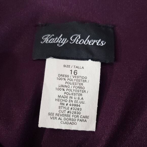 Kathy Roberts Purple Floral Layered Chiffon Dress Size 16 Elegant Evening USA - Picture 5 of 6